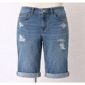 SO Mid-Length Denim Shorts Juniors 14‎ Mid Rise Distressed Sequin Patches  Y2K